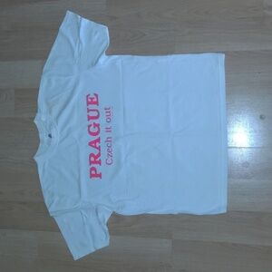 Vtg 1990 PRAGUE Czech it out Short Sleeve Crewneck T-shirt L